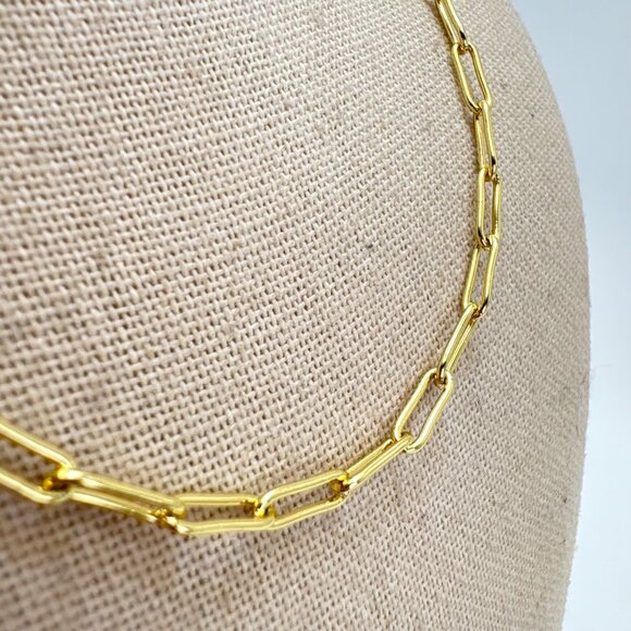 Gold Tone Oval Link Chain Necklace Lobster Claw Clasp Size 20" Length - Picture 4 of 10